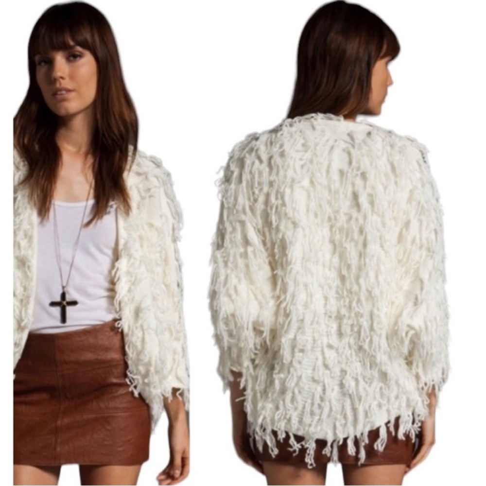 Cardigan MinkPink ‘So French Fringed Cardigan’ Cowgirl Ivory Cardigan Size XS/S